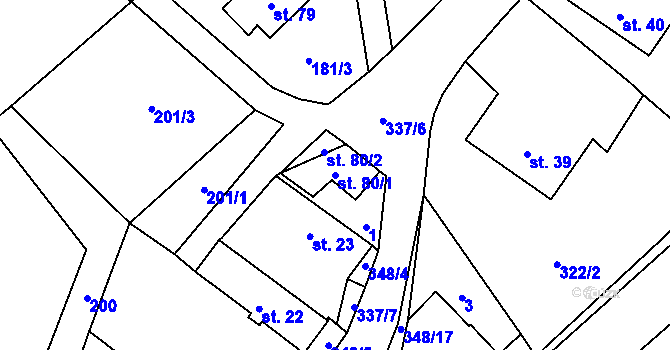Parcela st. 80/1 v KÚ Břevnice, Katastrální mapa