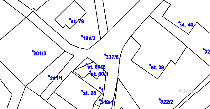 Parcela st. 337/6 v KÚ Břevnice, Katastrální mapa