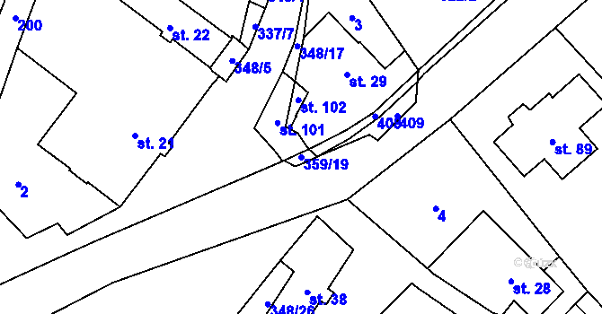 Parcela st. 359/19 v KÚ Břevnice, Katastrální mapa