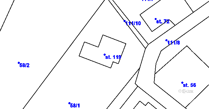 Parcela st. 119 v KÚ Břevnice, Katastrální mapa