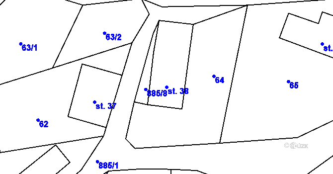 Parcela st. 38 v KÚ Břevniště pod Ralskem, Katastrální mapa