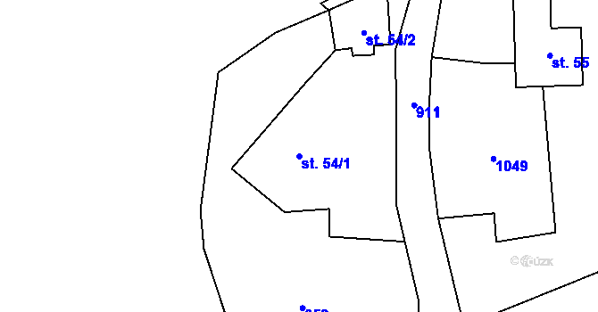 Parcela st. 54/1 v KÚ Břevniště pod Ralskem, Katastrální mapa