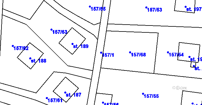 Parcela st. 157/1 v KÚ Břevniště pod Ralskem, Katastrální mapa