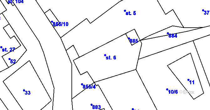 Parcela st. 6 v KÚ Březejc, Katastrální mapa