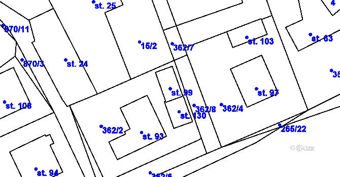 Parcela st. 99 v KÚ Březejc, Katastrální mapa