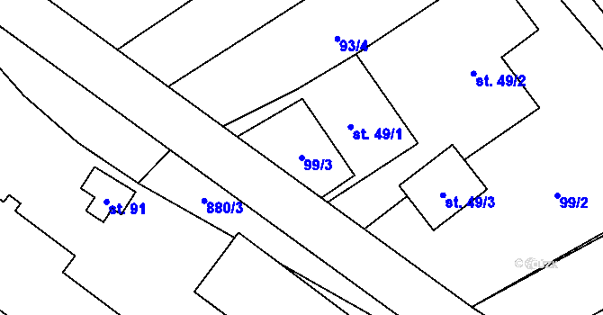Parcela st. 99/3 v KÚ Březejc, Katastrální mapa
