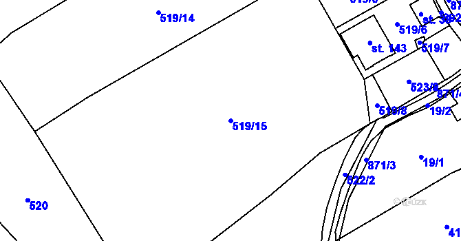 Parcela st. 519/15 v KÚ Březejc, Katastrální mapa