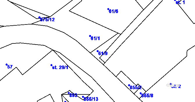 Parcela st. 61/9 v KÚ Březejc, Katastrální mapa