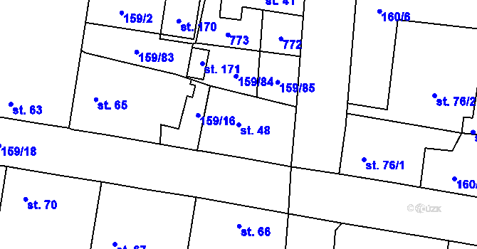 Parcela st. 48 v KÚ Březhrad, Katastrální mapa