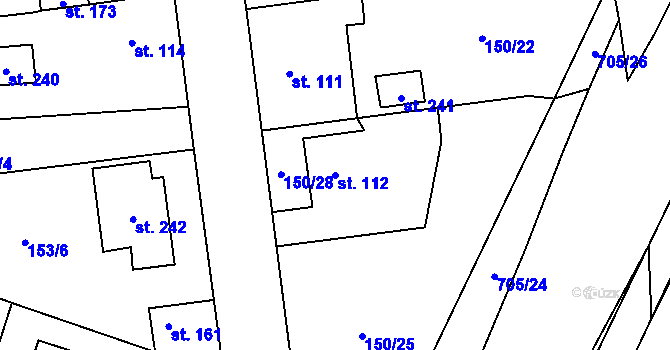 Parcela st. 112 v KÚ Březhrad, Katastrální mapa