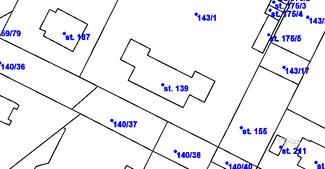Parcela st. 139 v KÚ Březhrad, Katastrální mapa