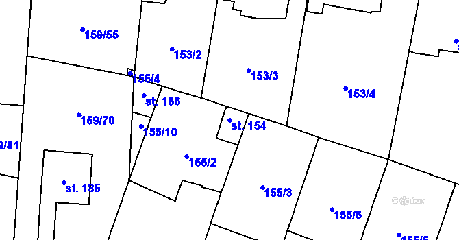 Parcela st. 154 v KÚ Březhrad, Katastrální mapa