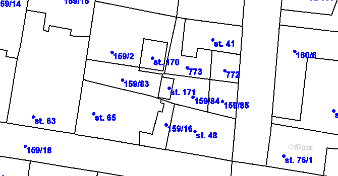 Parcela st. 171 v KÚ Březhrad, Katastrální mapa