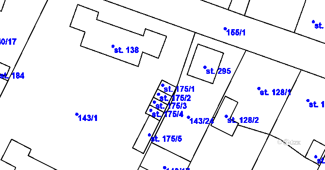 Parcela st. 175/1 v KÚ Březhrad, Katastrální mapa