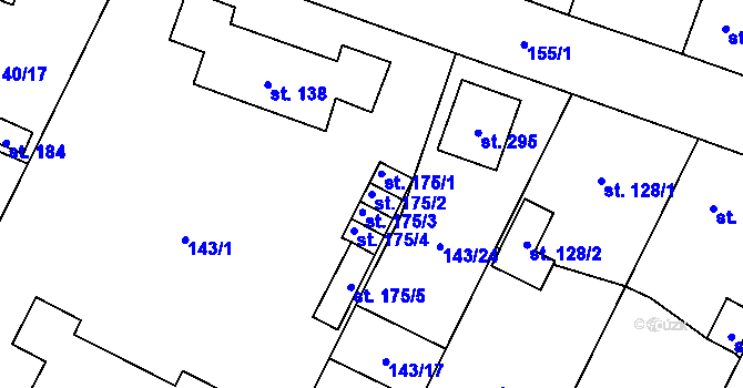 Parcela st. 175/2 v KÚ Březhrad, Katastrální mapa