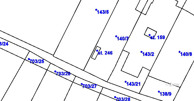 Parcela st. 246 v KÚ Březhrad, Katastrální mapa