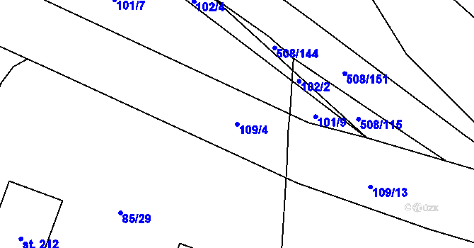 Parcela st. 109/4 v KÚ Březhrad, Katastrální mapa
