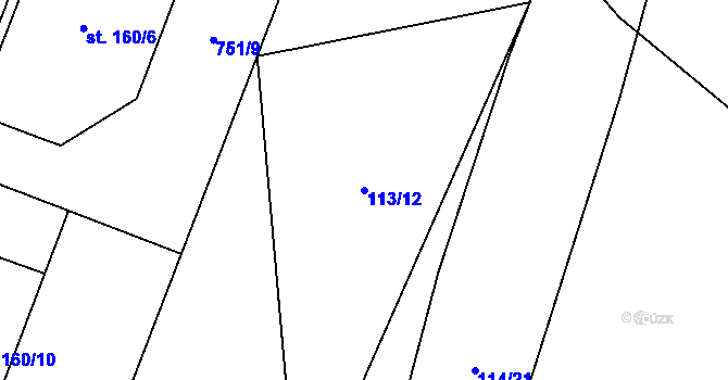 Parcela st. 113/12 v KÚ Březhrad, Katastrální mapa