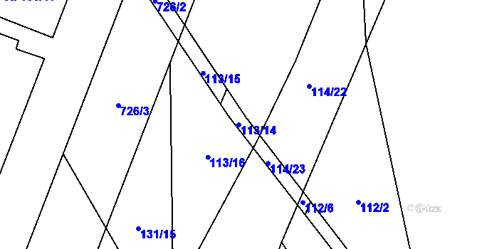 Parcela st. 113/14 v KÚ Březhrad, Katastrální mapa