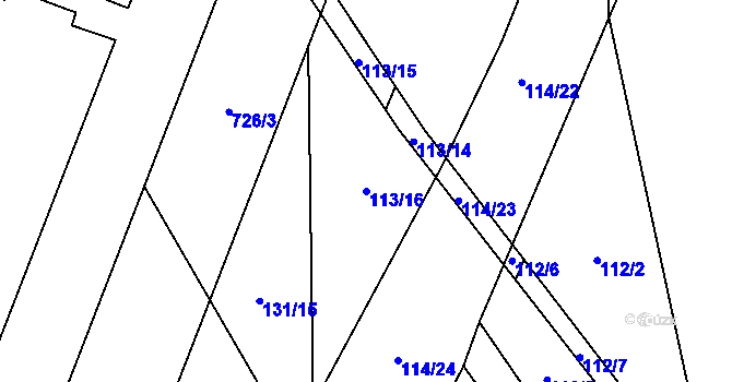 Parcela st. 113/16 v KÚ Březhrad, Katastrální mapa