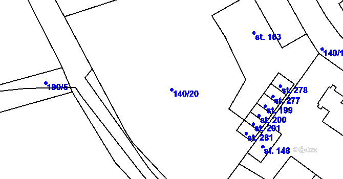 Parcela st. 140/20 v KÚ Březhrad, Katastrální mapa