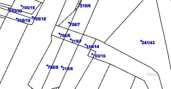Parcela st. 145/14 v KÚ Březhrad, Katastrální mapa