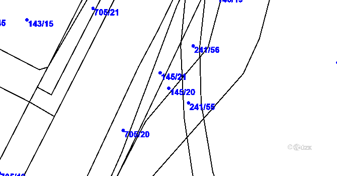 Parcela st. 145/20 v KÚ Březhrad, Katastrální mapa