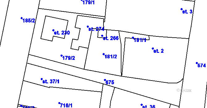 Parcela st. 181/2 v KÚ Březhrad, Katastrální mapa