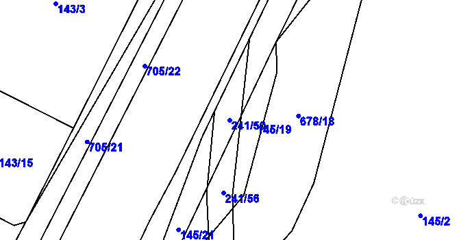 Parcela st. 241/50 v KÚ Březhrad, Katastrální mapa