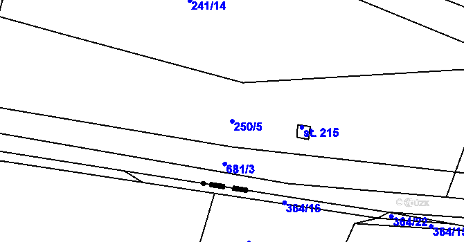 Parcela st. 250/5 v KÚ Březhrad, Katastrální mapa