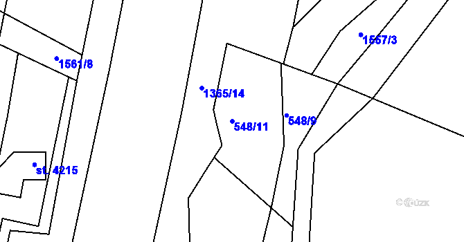 Parcela st. 548/11 v KÚ Březhrad, Katastrální mapa
