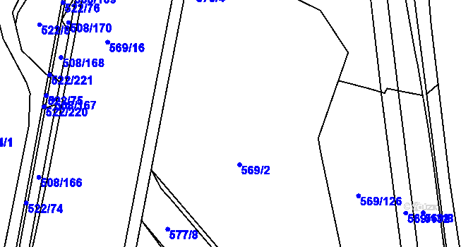 Parcela st. 569/2 v KÚ Březhrad, Katastrální mapa