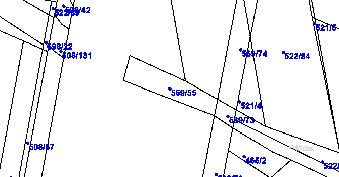 Parcela st. 569/55 v KÚ Březhrad, Katastrální mapa