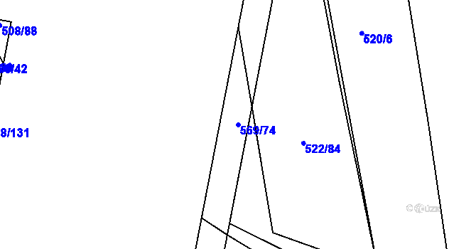 Parcela st. 569/74 v KÚ Březhrad, Katastrální mapa