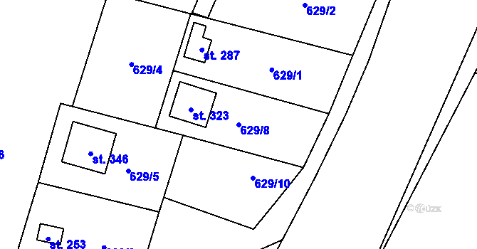Parcela st. 629/8 v KÚ Březhrad, Katastrální mapa