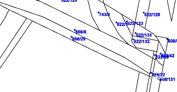 Parcela st. 698/29 v KÚ Březhrad, Katastrální mapa