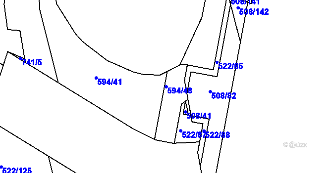 Parcela st. 594/48 v KÚ Březhrad, Katastrální mapa