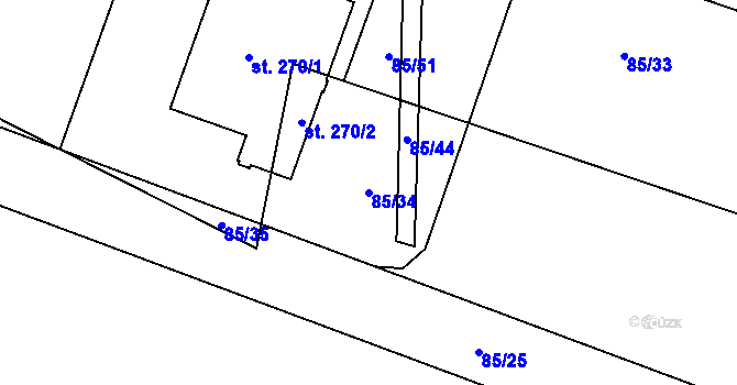 Parcela st. 85/34 v KÚ Březhrad, Katastrální mapa