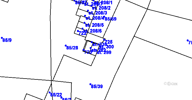 Parcela st. 299 v KÚ Březhrad, Katastrální mapa