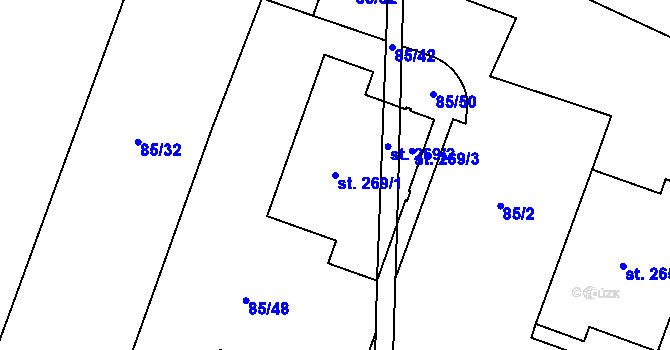 Parcela st. 269/1 v KÚ Březhrad, Katastrální mapa