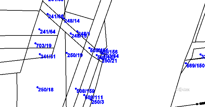 Parcela st. 703/34 v KÚ Březhrad, Katastrální mapa