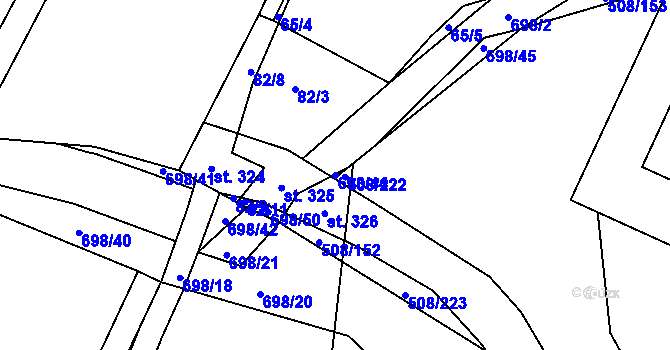 Parcela st. 698/44 v KÚ Březhrad, Katastrální mapa