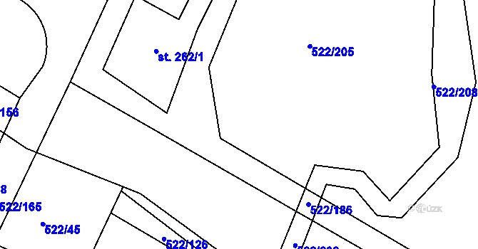 Parcela st. 522/205 v KÚ Březhrad, Katastrální mapa