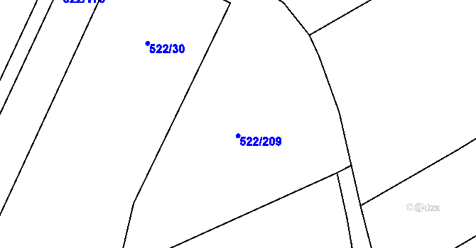 Parcela st. 522/209 v KÚ Březhrad, Katastrální mapa