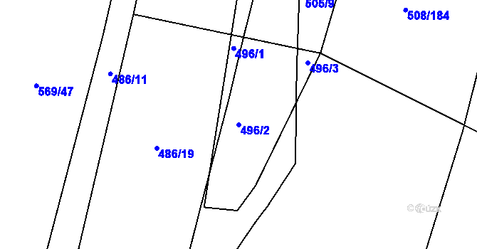 Parcela st. 496/2 v KÚ Březhrad, Katastrální mapa
