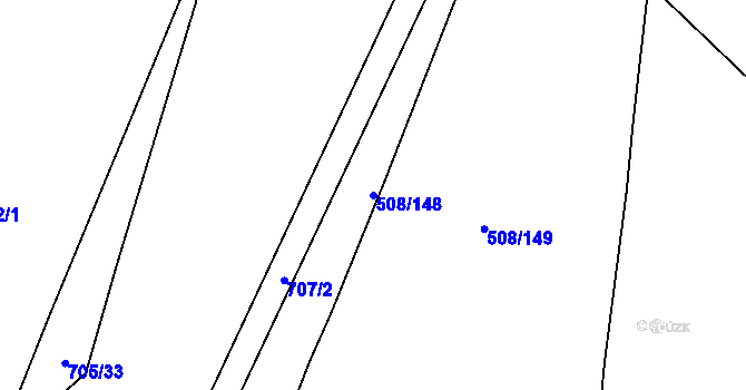 Parcela st. 508/148 v KÚ Březhrad, Katastrální mapa