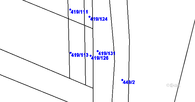 Parcela st. 419/131 v KÚ Březhrad, Katastrální mapa