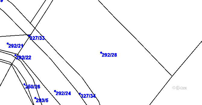 Parcela st. 292/28 v KÚ Březhrad, Katastrální mapa