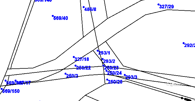 Parcela st. 293/1 v KÚ Březhrad, Katastrální mapa