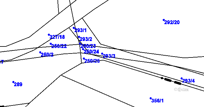 Parcela st. 293/3 v KÚ Březhrad, Katastrální mapa